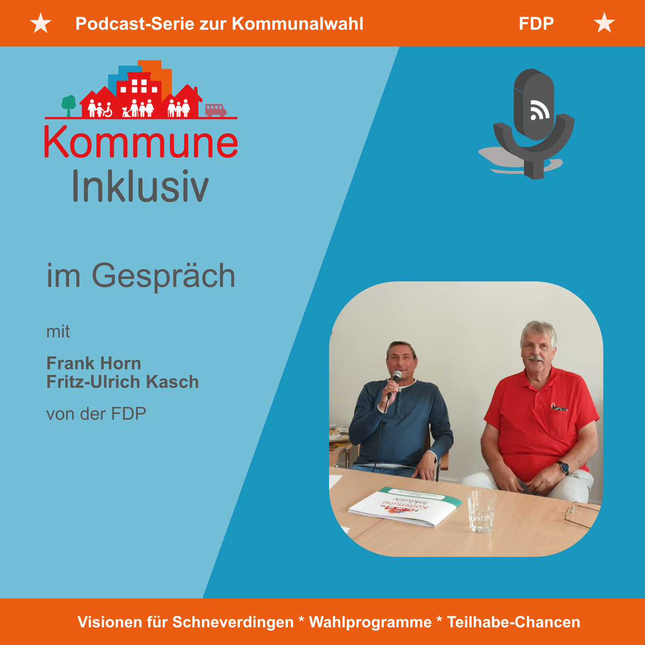 Zu sehen ist das Titelbild der Podcast-Folge mit Frank Horn und Fritz-Ulrich Kasch von der FDP