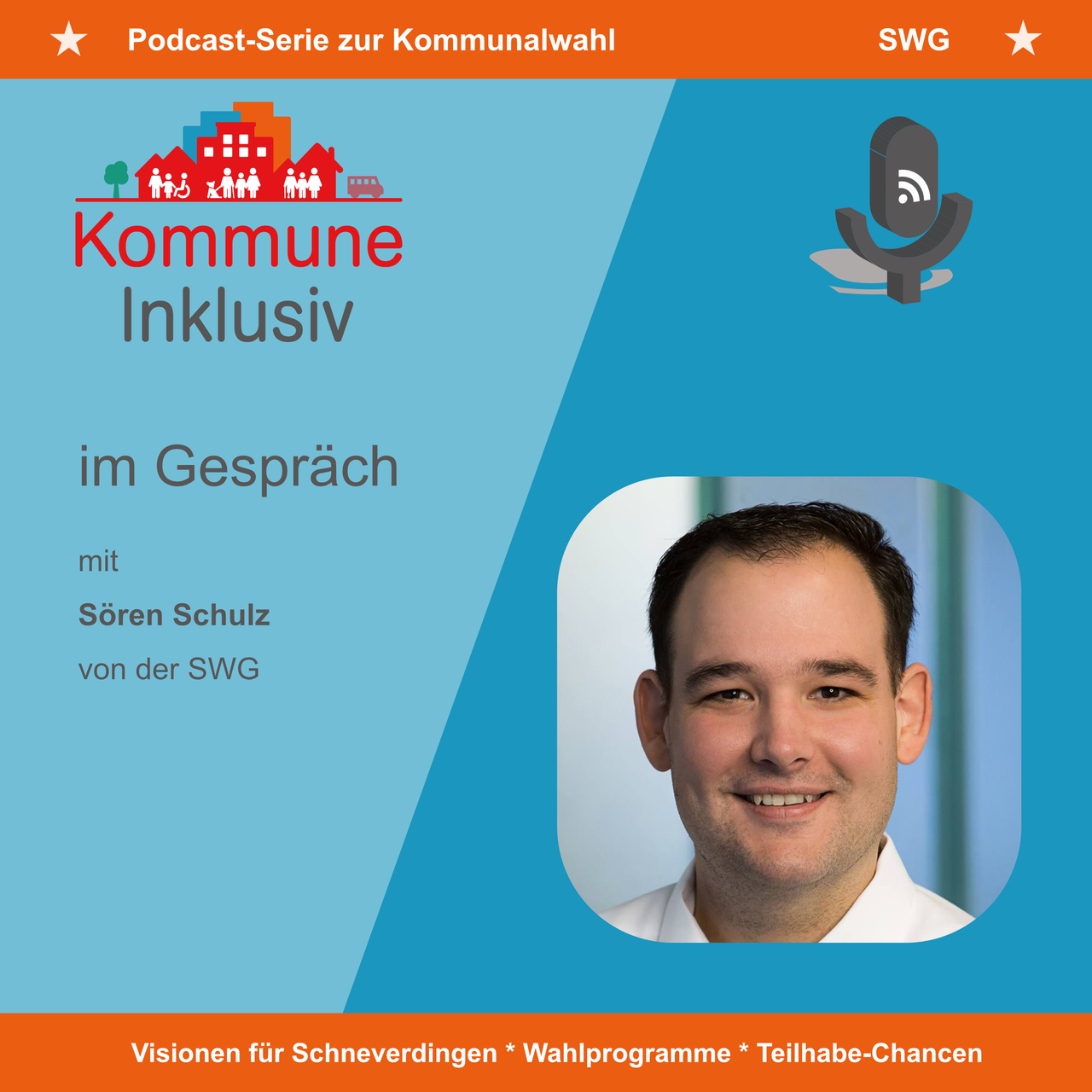 Zu sehen ist das Titelbild der Podcast-Folge mit Sören Schulz von der SWG
