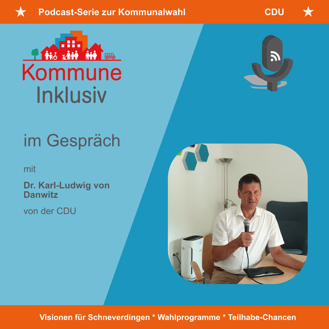 Zu sehen ist das Titelbild der Podcast-Folge mit Dr. Karl-Ludwig von Danwitz von der CDU